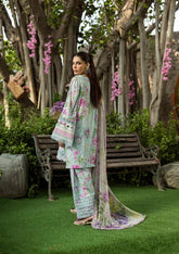 3-PC Unstitched Digital Printed Lawn By Elaf | FLORAL CHARM